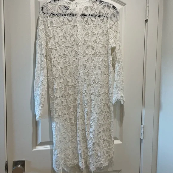 Frame White Long Sleeve Lace Cover Up Dress - Picture 6 of 7